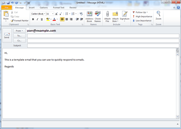 template email in outlook 2010