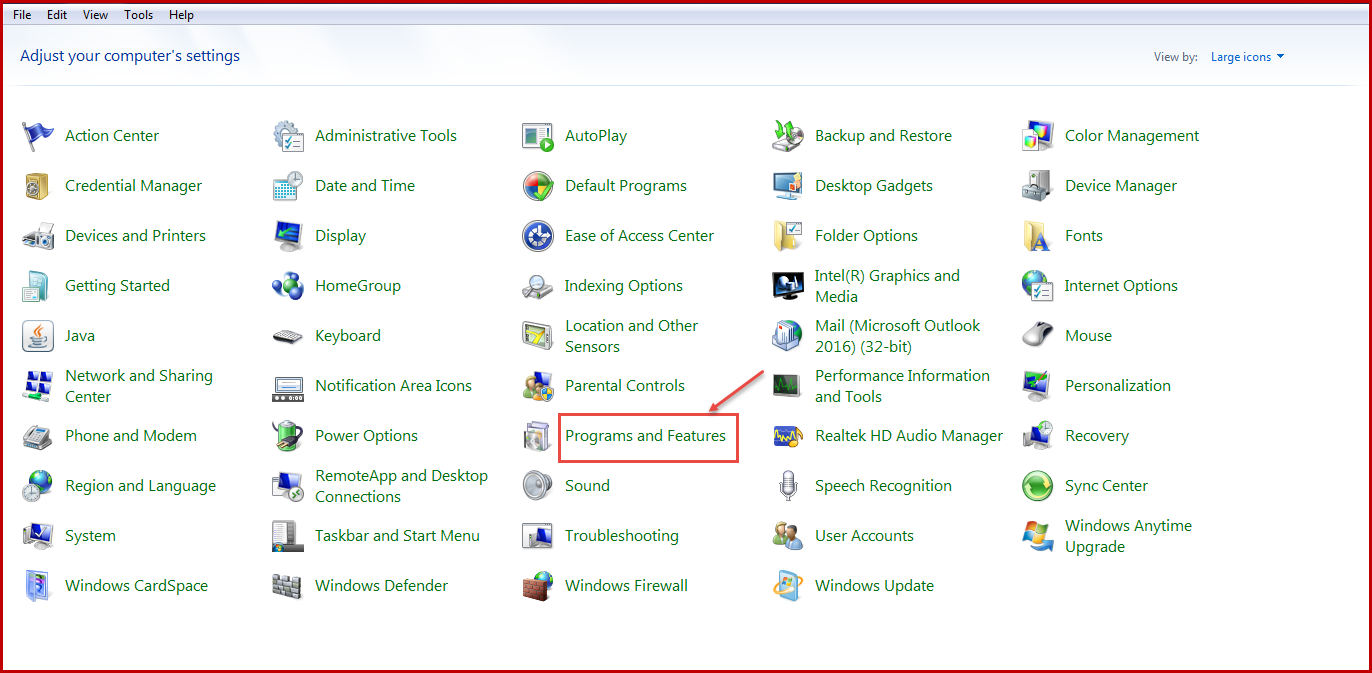 outlook 2013 8 control panel