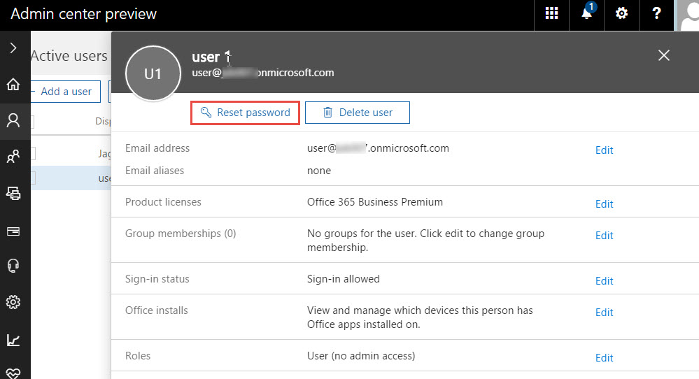 how to enable self password reset office 365