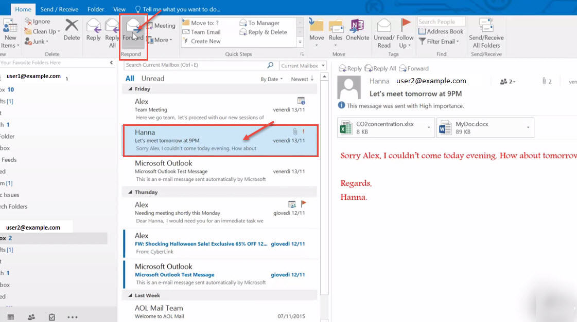 outlook 2016 4 forward email